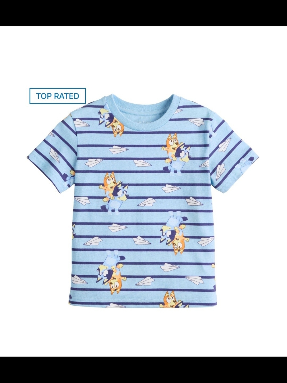 NWT Baby Boy Jumping Beans Bluey & Bingo Paper Airplane Striped Tee 24M